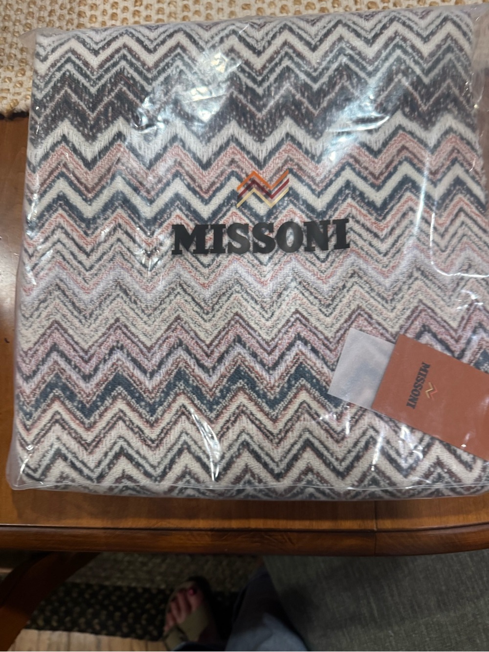 Missoni Chevron Zigzag Throw in Pink, Gray and Cream